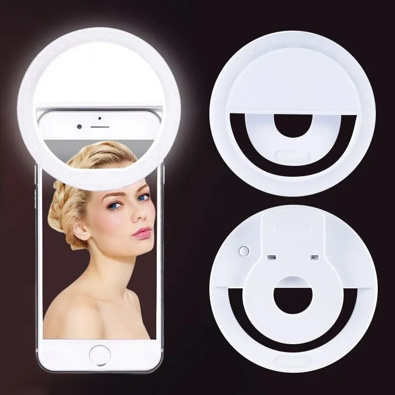 Photography Lighting Game - ไฟวงแหวน LED แบบชาร์จไฟได้พร้อมคลิปหนีบโทรศัพท์ไฟถ่ายวิดีโอแหวนสำหรับ iPhone Samsung Xiaomi