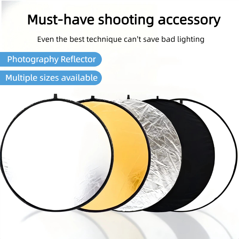 Photography Lighting Handheld - แผ่นสะท้อนแสงแบบพกพา 2-in-1 สองด้าน สีทอง-เงิน สำหรับถ่ายภาพบุคคล ไลฟ์สด