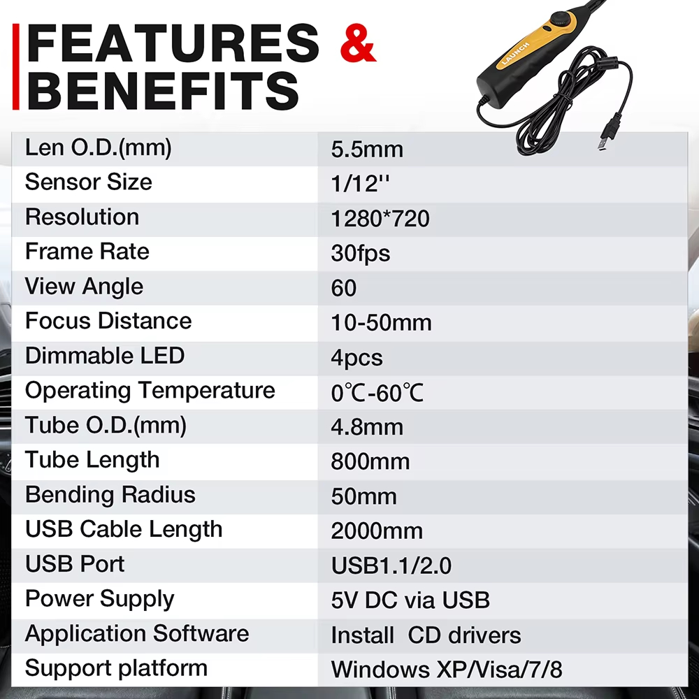 กล้องตรวจสอบภายในรถยนต์ LAUNCH - Photography Lighting Description บทวิจารณ์และราคา